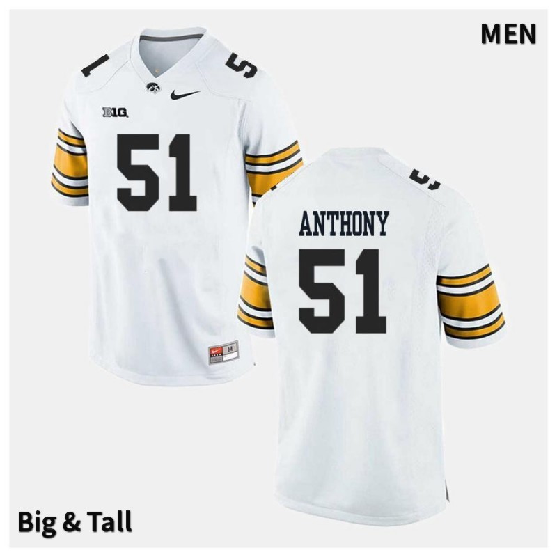 Men's Iowa Hawkeyes NCAA #51 Will Anthony White Authentic Nike Big & Tall Alumni Stitched College Football Jersey ZD34G32YQ